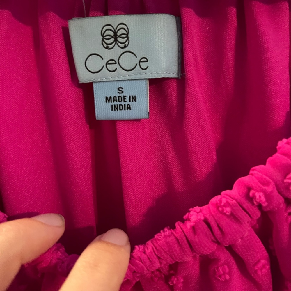 CeCe Fuchsia Blouse with Ruffle Sleeves - Picture 3 of 4